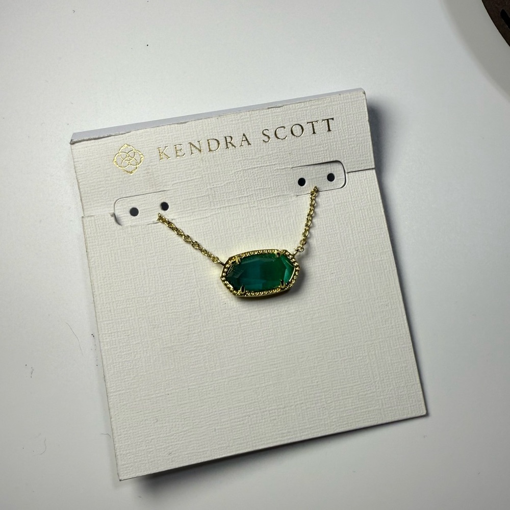 Kendra Scott Gold and Green Elisa Pendant Necklace